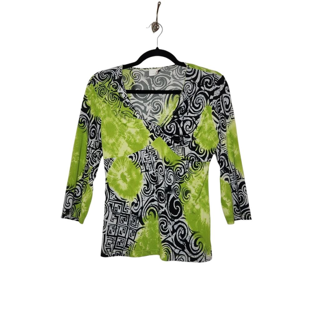 y2k Caribe Geometric Tie Dye Abstract Geometric Art Vintage 3/4 Sleeve SHirt